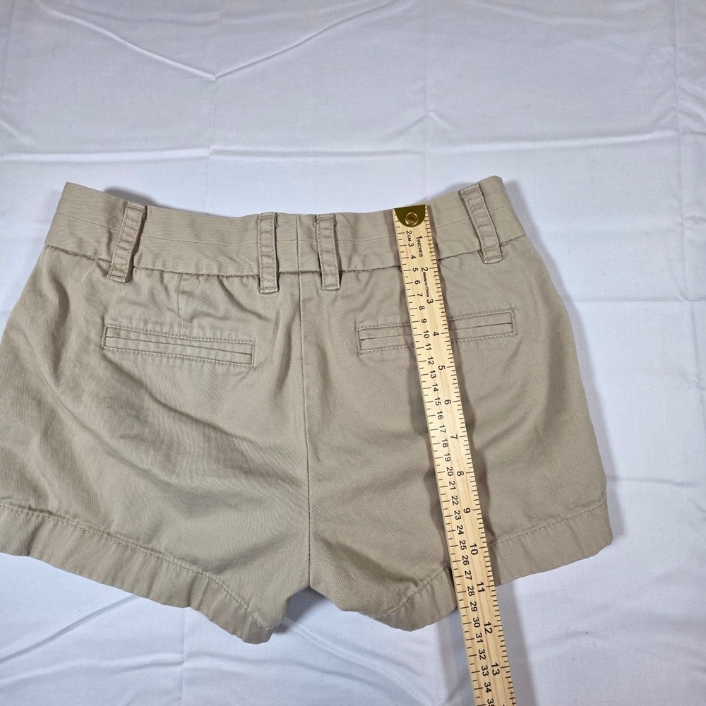J.Crew Weathered Chino Shorts Khaki Classic Twill 100% Cotton Tan Women 0 - Picture 4 of 5